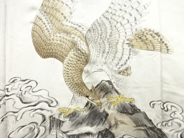 アンティーク　荒波に鷹模様男物長襦袢